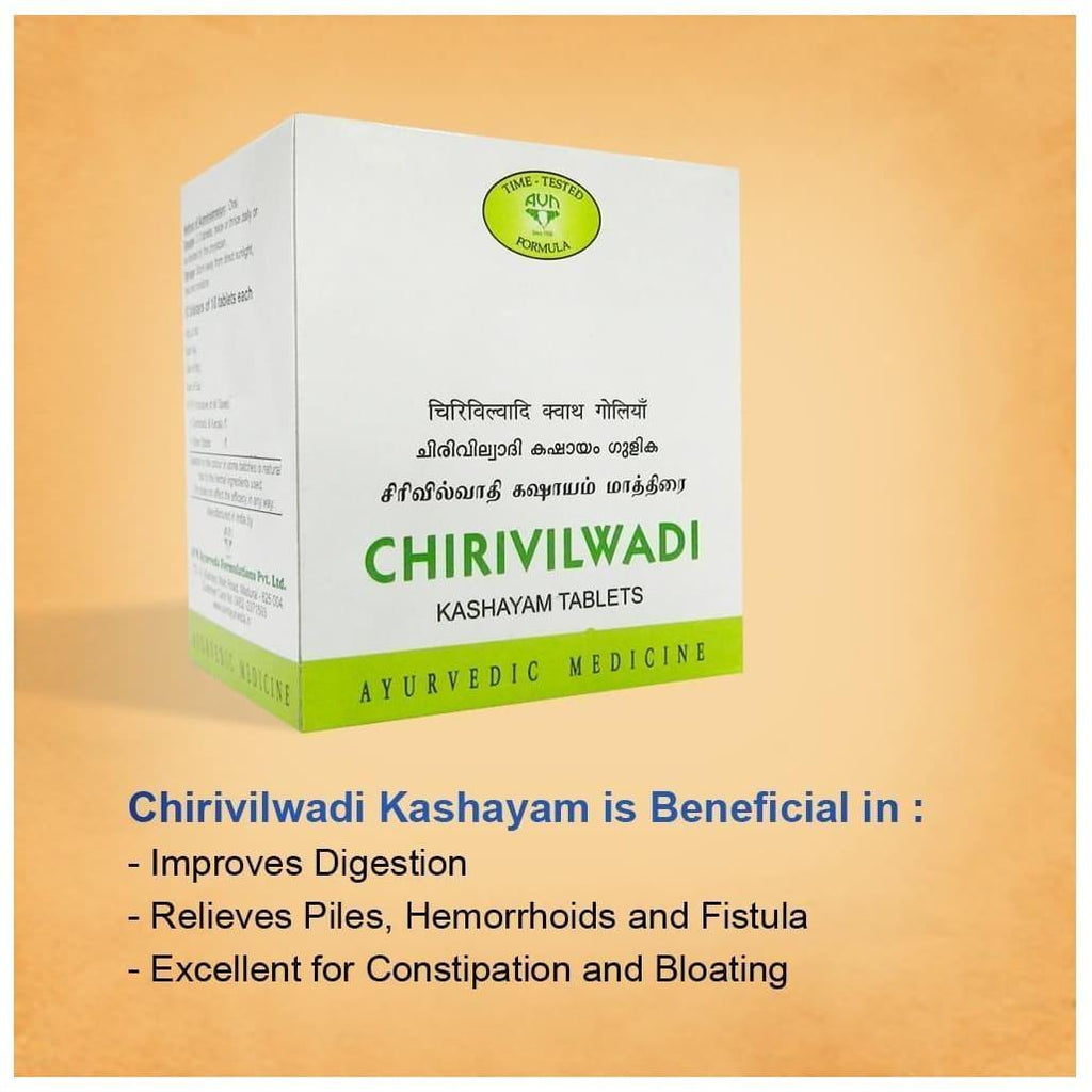 Uniherbs India Tablets AVN Chirivilwadi Kashayam Tablets (100 Tablets) : Used in treatment of Piles, Anal Fissure, Fistula, Excellent for Constipation
