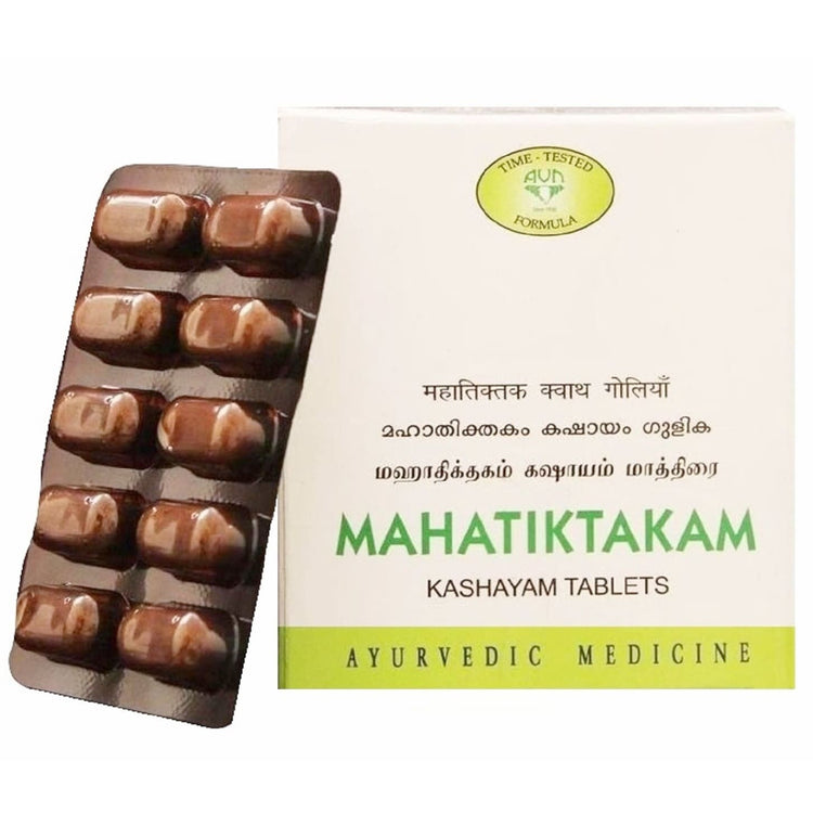 Uniherbs India Tablets AVN Mahatiktakam Kashayam Tablets : Beneficial in Skin Diseases, Inflammatory Conditions, Itching, Helps to Relieve in Bleeding Diseases (100 Tablets)