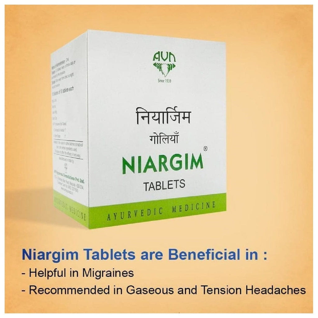 Uniherbs India Tablets AVN Niargim Tablets : Effective against Migraine and Tension Headaches, Headaches due to Depression (100 Tablets)