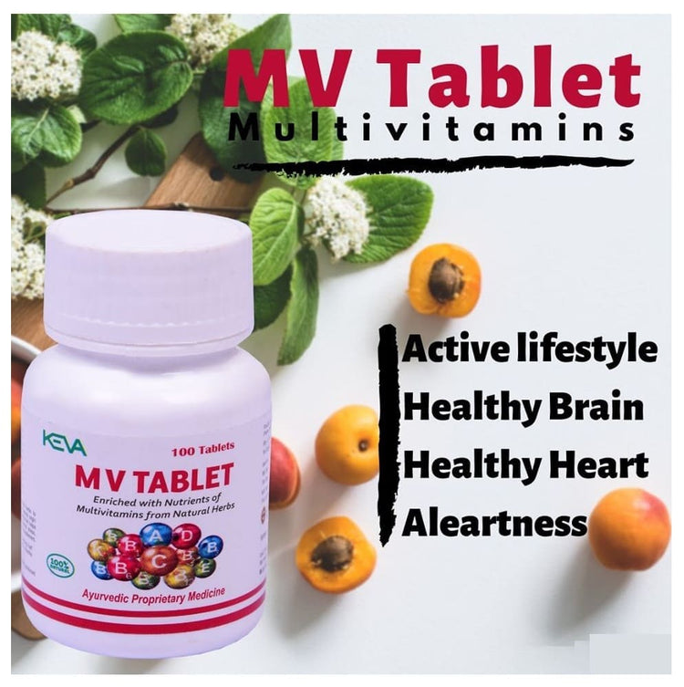 Uniherbs India Tablets Keva M V (Multivitamin) Tablets : Boosts Immunity, Energy Level, Enhances Mental Alertness, Healthy Nervous System, Helps in Insomnia (100 Tablets)