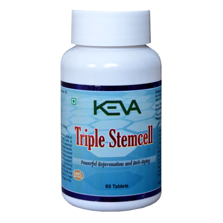 Uniherbs India Tablets Keva Triple Stem Cell Tablets : Helps in Renewal Process of Damaged Body Cell, Anti Ageing, A Body Detoxifier (60 Tablets)