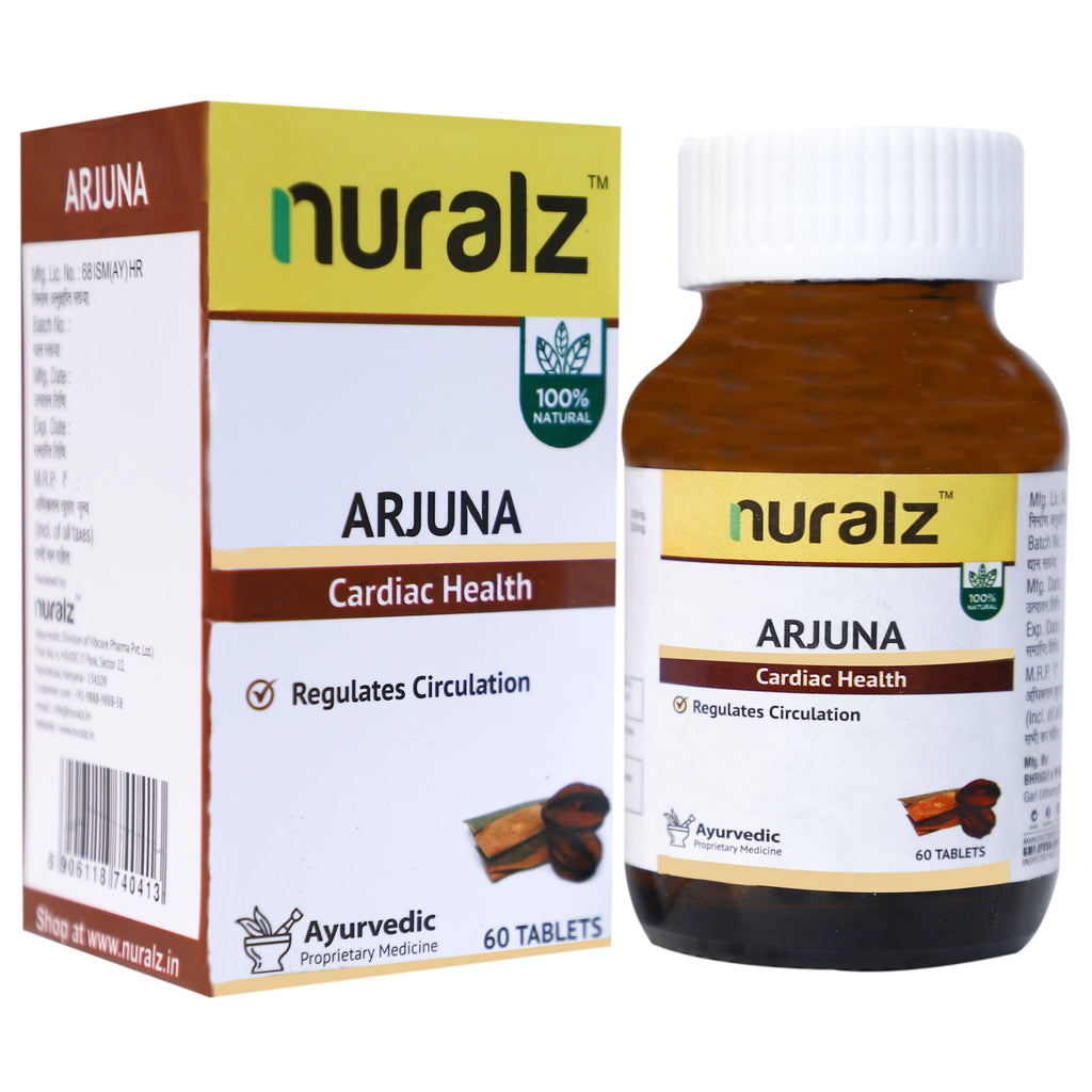 Uniherbs India Tablets Nuralz Arjuna Tablets : For Cardiac Wellness & Maintaining Blood Pressure, Improving Urinary Health, Heart Health (120 Tablets) (60 Tablets X 2 Pack)